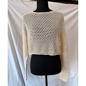 Garage Cream Knit Crop Sweater Size L